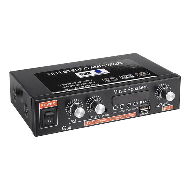 Car Bluetooth Stereo Amplifier Hifi Digital Audio Home Karaoke Power Amp FM USB Car Auto Amplifier With Remote Control 90W+90W ,Bluetooth 5.0