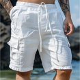 thumbnail image 1 of MYG Mens Summer Loose Solid Color With Pockets Cargo Shorts Fashion Beach Streetwear, 1 of 7