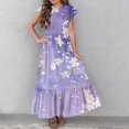 thumbnail image 4 of Yanlir Robe Décontractée d'Été pour Filles, Manches Courtes, Col Rond, Imprimé Mode, Robe Trapèze avec Poches pour Confort Quotidien 6-13 Ans (Violet#4, 12-13 Ans), 4 of 7