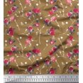 thumbnail image 1 of Soimoi Modal Satin Tissu Feuilles, & Rose Imprimé Floral 1 Yard 42 Inch Wide, 1 of 3