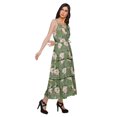 thumbnail image 3 of Moomaya Robe Longue Maxi pour Femmes en Coton Imprimé à Bretelles Spaghetti et Col en V, 3 of 6