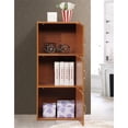 thumbnail image 3 of Hodedah 3 Shelf 3 Door Multi-Purpose Wooden Bookcase in Cherry Finish, 3 of 5