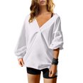 thumbnail image 2 of MeetoTime Oversized Long Sleeve Pullover for Women Fall Trendy V-Neck Loose Solid Color Sweatshirt Tops, 2 of 5