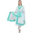 thumbnail image 5 of Phagun Dupatta Longue en Filet de Designer Indien pour Femmes, Foulard Hijab, Jeté - Turquoise, 5 of 5