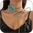 thumbnail image 1 of LinYooLi Collier Ras du Cou Fleuri pour Femmes Collier Gothique Floral à Lacets Collier Rose Long Collier en Velours pour Mariage Fête d'Été, 1 of 5