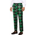 thumbnail image 4 of INSPIRE CHIC Men's Pant Diamond Plaid Pattern Regular Fit Color Block Suit Trousers 36 Green Black, 4 of 6