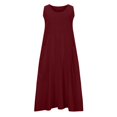 thumbnail image 4 of CHOK Robes Décontractées pour Femmes Couleur Unie Sans Manches Coton Lin Poches Longue Robe Dames Plage Été Robes, 4 of 8