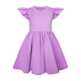 thumbnail image 5 of FhsagQ Robes pour Filles Enfants Filles Manches Volantées Col Rond Robes Enfants Été Robe à Manches à Volants Petite Fille le 7 Juillet Robes Taille 10 Printemps Violet 5-6 Ans, 5 of 5