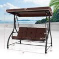 thumbnail image 4 of Costway 3-Seat Outdoor Converting Patio Swing Glider Adjustable Canopy Porch Swing Coffee, 4 of 10