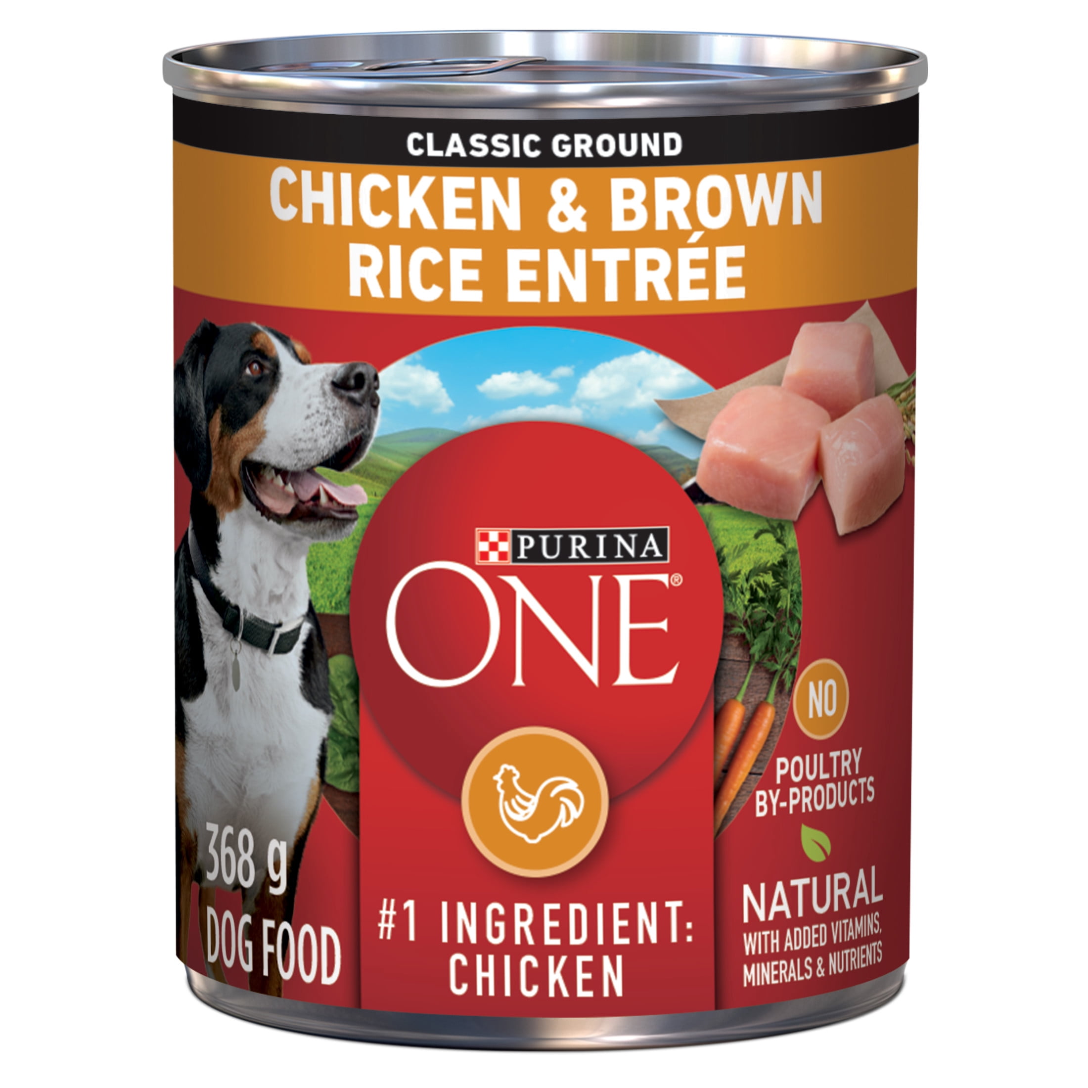 Purina ONE Classic Ground Chicken & Brown Rice Entrée, Wet Dog Food 368 g