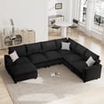 thumbnail image 1 of 120.1" L Shaped Modular Sectional Sofa, 7 Seater Sectional Sofa with Storage Ottoman,Black, 1 of 9