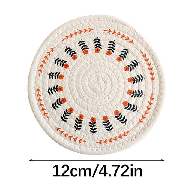 Tapis de Table Tissé en Lin à Isolation Thermique 10 Po x 10 Po pour Bols Chauds, Casseroles, Tasses à Thé