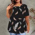 thumbnail image 1 of EGNMCR Hauts Grande Taille pour Femmes Décontractés à Imprimé Manches Courtes Col Rond Été Hauts Amples T-Shirt Blouse, 1 of 6