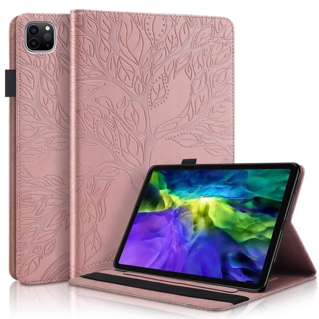 Tree of Life Embossed Case for ipad Pro 12.9(2024) Stand, Card Slots, Stylus Loop Gold