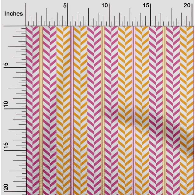 Tissu Imprimé Géométrique à Rayures et à Chevrons en Voile de Coton Bio 1 Yard 42 Inch Wide