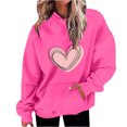 thumbnail image 1 of Plebaso Sweat à Capuche Imprimé Cœur pour Femmes, Manches Longues, Pull Ample avec Poches, 1 of 5