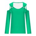 thumbnail image 4 of Yuyuzo Womens Tunic Tops Cold Shoulder Long Sleeve Shirts Loose Solid Color Lightweight Tee Tops, 4 of 5