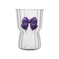 thumbnail image 1 of WIFKLSIIPG Tasse en Verre Ondulé avec Nœud à Rayures Tasse en Verre Tasse en Verre Verrerie Rétro Convient pour Café Jus Eau Thé, 1 of 8