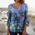 thumbnail image 1 of Femmes Tops Top Floral Impression V-Cou à Manches Courtes T-Shirt Beige L, 1 of 5