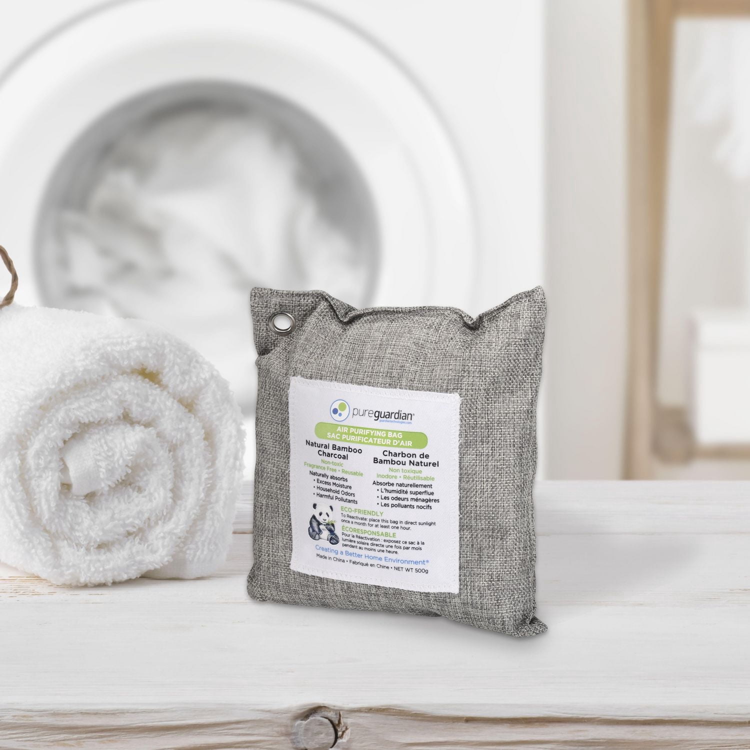 PureGuardian CB500 500G sacs de charbon de bambou purificateur d’air, réducteur d’odeurs naturel et écologique