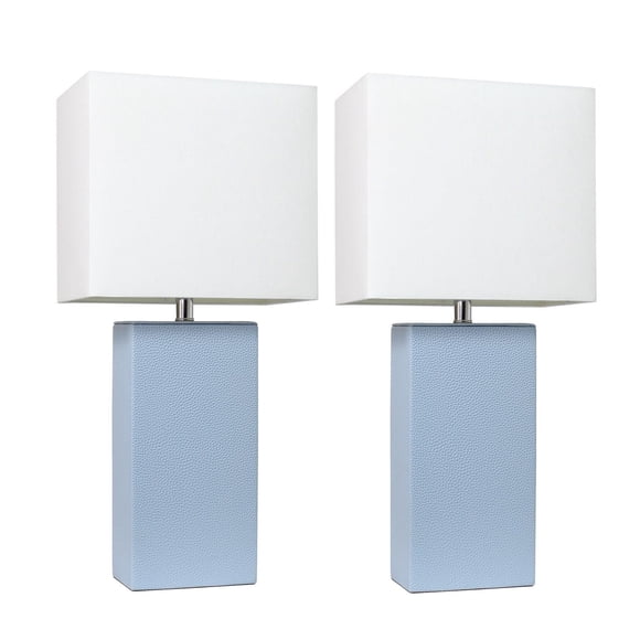 Ensemble de 2 lampes de table modernes en cuir avec abat-jour en tissu blanc