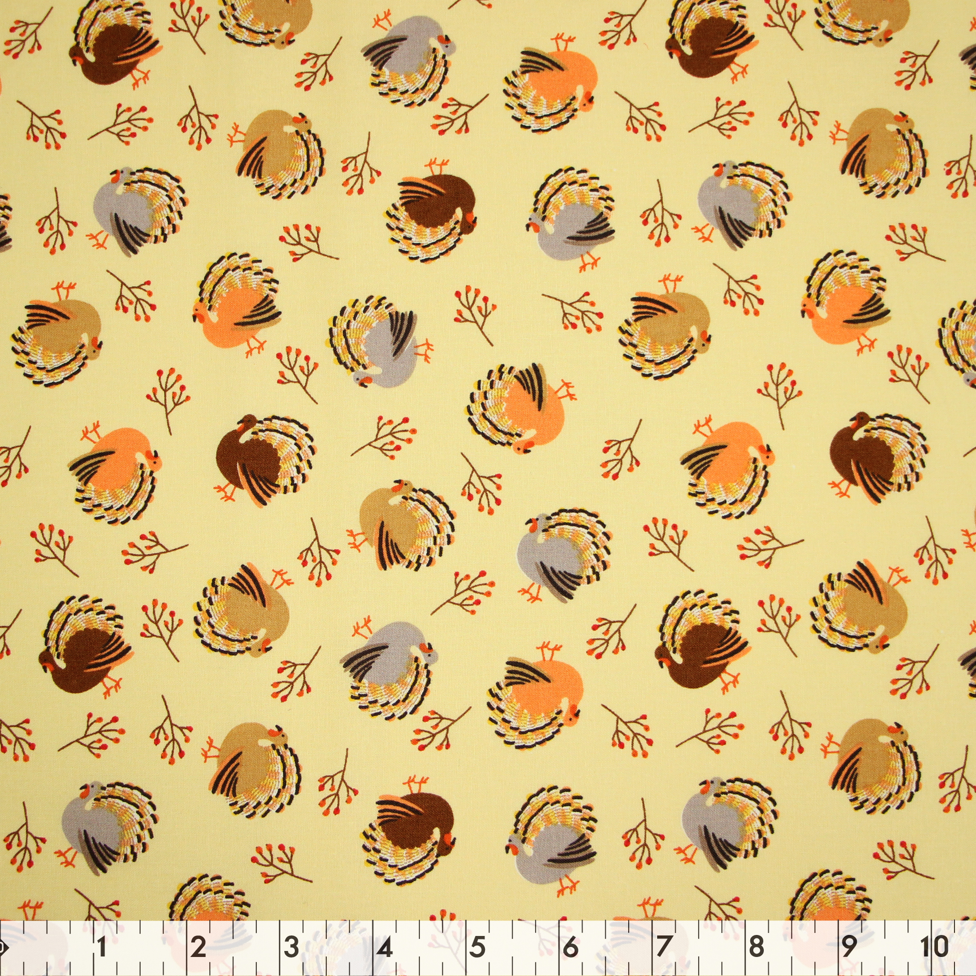 FABRIC CREATIONS tissu de coton au mètre 107 cm (42 po), crème Harvest Turkeys
