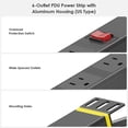 thumbnail image 2 of PrimeCables 1U 6-Outlet PDU Power Strip with Aluminum Alloy Housing, ETL Certified, 1.8 m, Black, 2 of 6