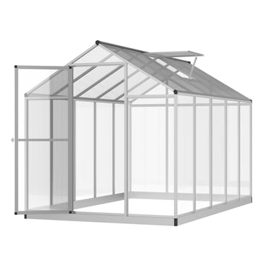 Outsunny Serre de Marche en Polycarbonate 6 Pieds x 10 Pieds avec Évent, Aluminium
