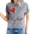 thumbnail image 2 of Meichang Hauts pour Femmes Valentines Day Chemises de Fête Col Rond Hauts T-Shirts à Imprimé Cœur d'Amour Manches Courtes Jolis T-Shirts Blouses en Liquidation, 2 of 5