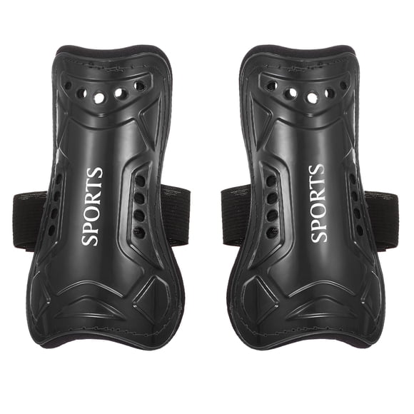 Unique Bargains Protège-Tibias de Soccer, Lot de 2 Protège-Sports Respirants en PVC pour Jeunes, Noir