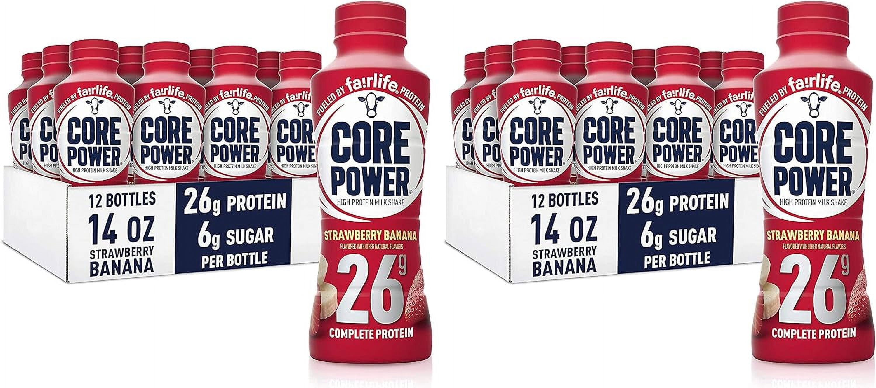Core Power fairlife Core Power High Protein Milk Shake, Strawberry Banana, 14 Fl Oz (2 Cases of 12 Pack) Total 24 Bottles