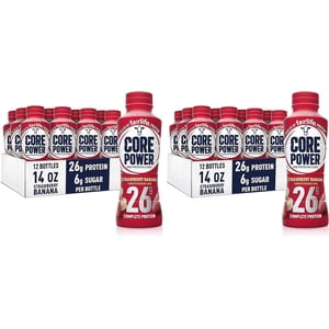 Core Power fairlife Core Power High Protein Milk Shake, Strawberry Banana, 14 Fl Oz (2 Cases of 12 Pack) Total 24 Bottles