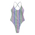 thumbnail image 2 of Maillot de Bain à Rayures d'Une Seule Pièce pour Femmes, Couleur Bloquant l'Écharpe, 2 of 4