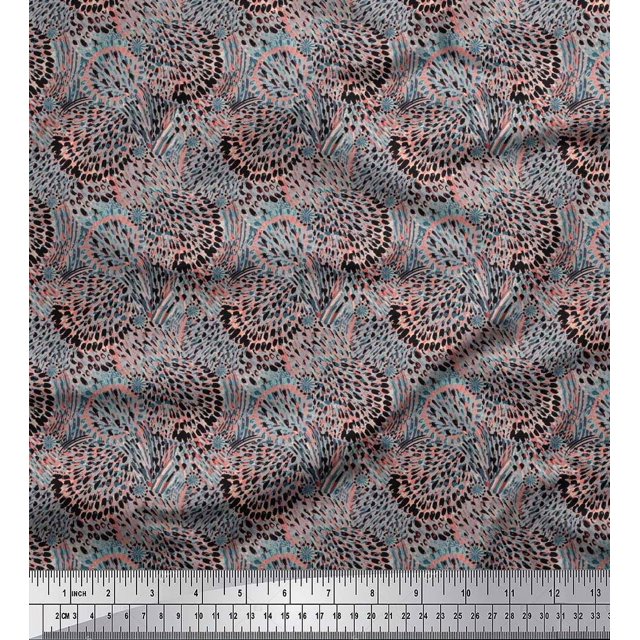 Soimoi Poly Georgette Fabric Brush Stroke Abstract Print Fabric by The Yard 52 Inch Wide