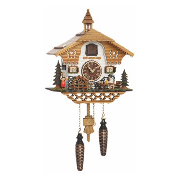 Trenkle Quartz Cuckoo Clock Black Forest House with Moving Beer Drinker and Mill Wheel, with Music TU 4214 QM