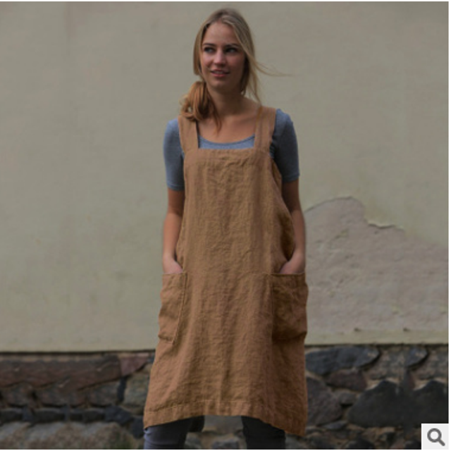 Faithtur Casual Vintage X Shape Back Sleeveless Cooking Apron with Pockets