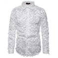 thumbnail image 1 of CEHVOM Men Handmade Three-dimensional Feather Featured Turndown Shirt Top Blouse, 1 of 7