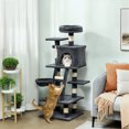 thumbnail image 2 of PawHut Arbre à Chat pour Chats d'Intérieur avec Condo pour Chat, Hamac, Lit, Gris Foncé, 2 of 10