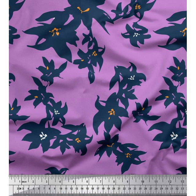 Soimoi Crepe Silk Fabric Artistic Floral Decor Fabric Printed Yard 42 Inch Wide