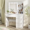 thumbnail image 2 of Vabches Coiffeuse avec 12 Lumières, Coiffeuse avec Miroir Éclairé, Commode à 4 Grands Tiroirs, 3 Modes d'Éclairage Luminosité Réglable, Moderne, Blanc, 2 of 8