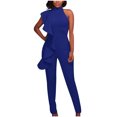 thumbnail image 1 of Yuyuzo Women's Jumpsuit Ruffle Strapless Mock Neck Solid Color High Waist Pants Clubwear Rompers, 1 of 7