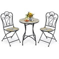 thumbnail image 1 of Patiojoy 3PCS Patio Mosaïque Design Chaises Pliantes Table d'Appoint Ensemble Bistro Ensemble de Chaises de Meubles Classiques pour Jardin, 1 of 8