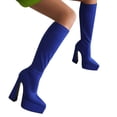 thumbnail image 1 of LSLJS Bottes pour Femmes Automne/hiver à Semelle Épaisse, Talon Pointu, Grande Tige en Suède, Tige Moyenne, Bottes Mi-Mollet à Talons Hauts pour Femmes, 1 of 6