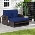 thumbnail image 1 of Costway Patio Rattan Loveseat Set Daybed Lounge Storage Ottoman Side Tables Adjust Navy, 1 of 10