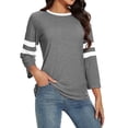 thumbnail image 3 of Timegard Hauts pour Femmes Grande Taille Col Rond Manches 3/4 T-Shirts Confortables Tunique Décontractée pour Porter avec des Leggings, 3 of 5