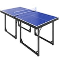 thumbnail image 1 of Soozier 6x3ft Compact Midsize Table Tennis Table Multi-Use Family Ping-pong Table Free Standing Folding Blue, 1 of 10