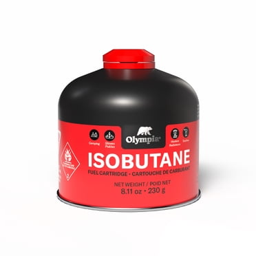 Olympia Isobutane Propane Fuel Canister. Easy use for camping. 230G Tin Can. Item Size: 10x10x8.9cm. 1 Count