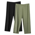 thumbnail image 1 of MeetoTime 2 Pack Womens Pajama Pants Capri Sleep Lounge Pants Elastic Waist Plus Size Capris S-5XL, 1 of 2