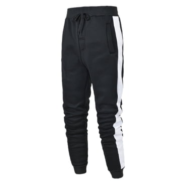 Ediodpoh Mens Hop Pants Casual Spliced Solid Color Track Lace up Workout Pants Men’s Pants Black S