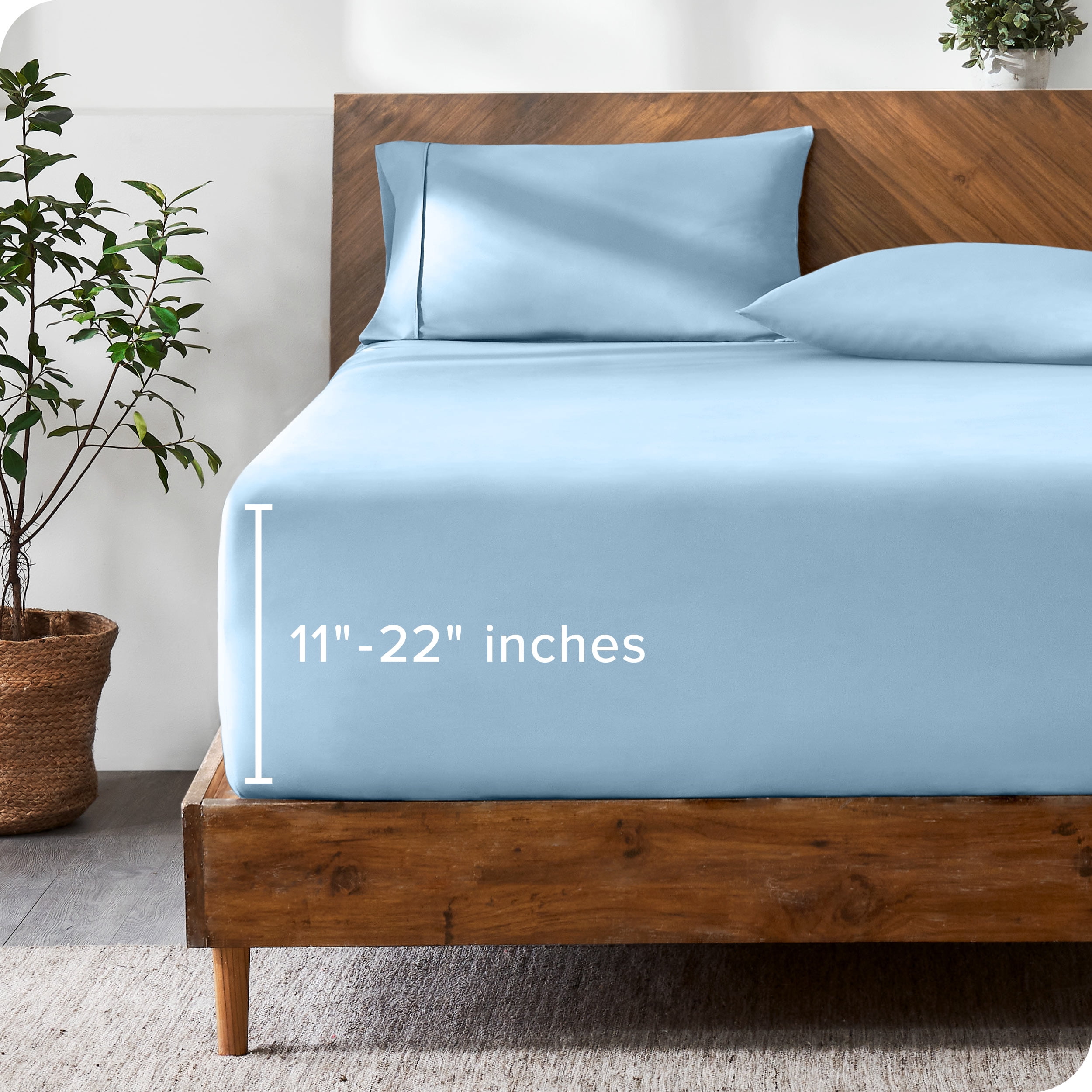 Bare Home Fitted Sheet - 22" Extra Deep Pocket - Premium 1800 Collection - King, Light Blue